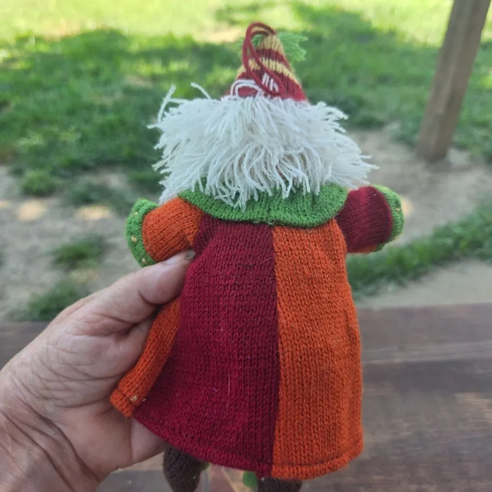 Lake Cabin Knit Mouse & Santa Clown Ornament Set Rustic Christmas Plush